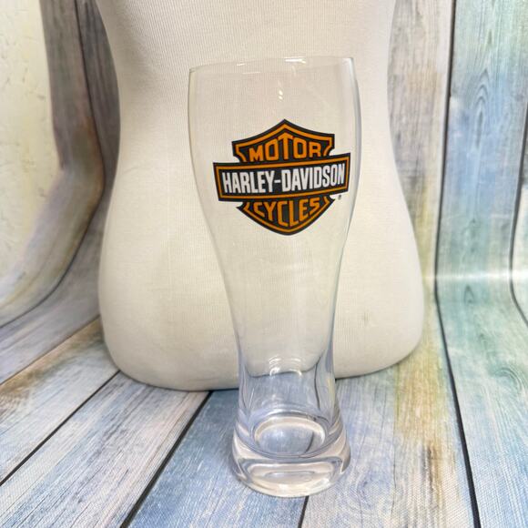 Harley Davidson Core Bar & Shield Logo Pilsner Glass Beer Tall Glass Vintage - Picture 3 of 8